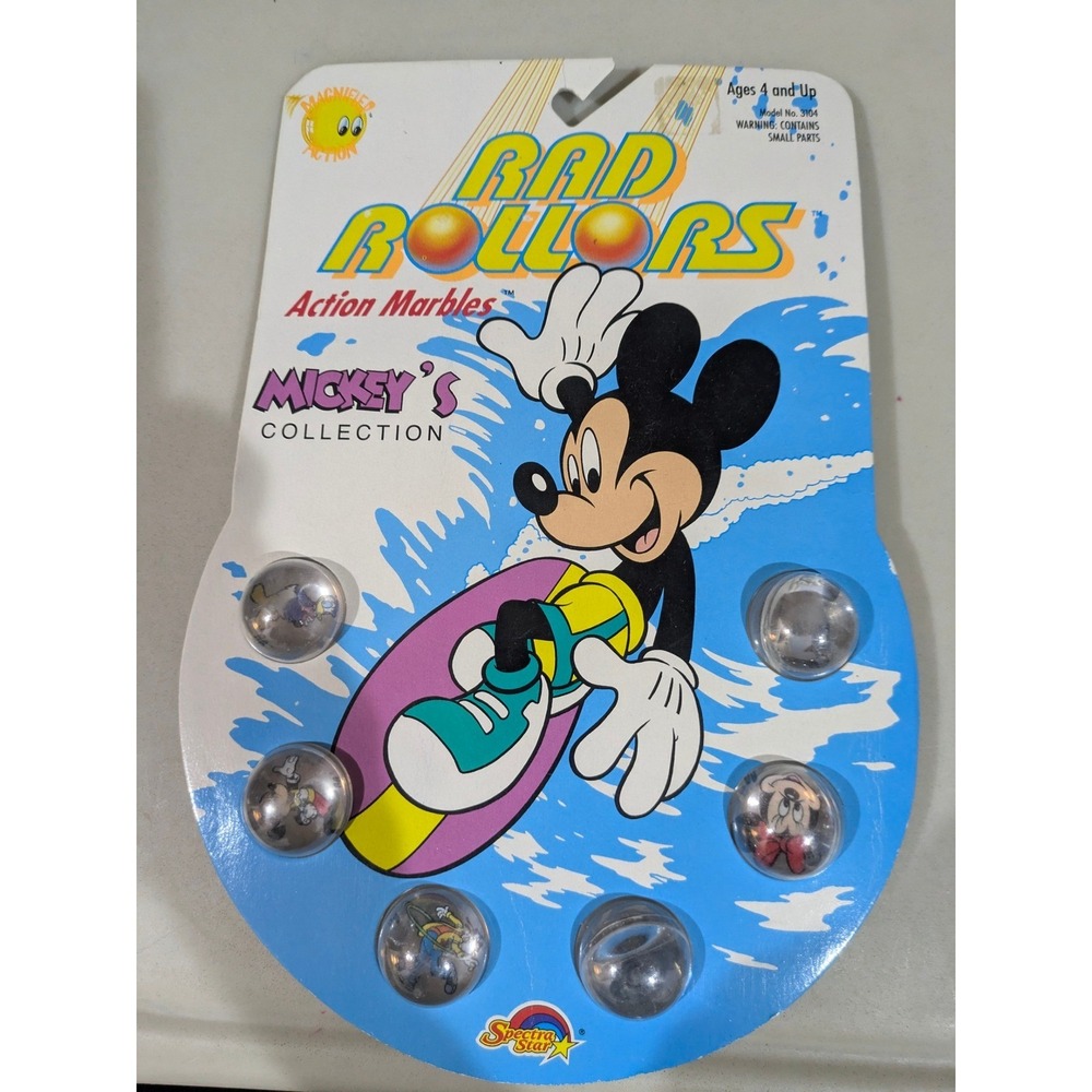 Vintage 1990 Mickey Mouse Disney On Card Rad‎ Rollers Action  Marbles